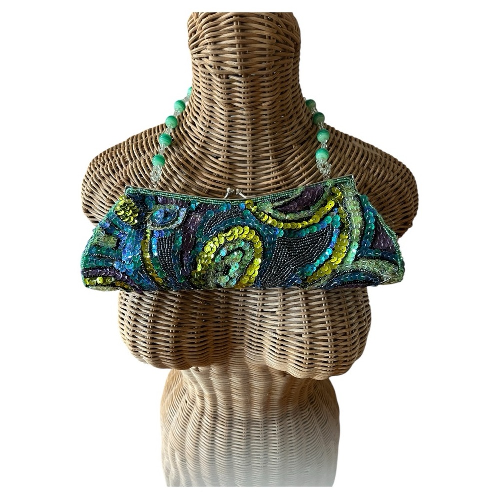 Multicolored Sequins and Beaded Evening Bag